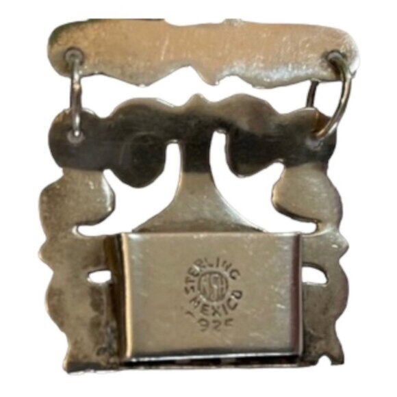 Vintage Mexican Sterling Silver Large 8 Glyph Panel Link Bracelet - Picture 5 of 11